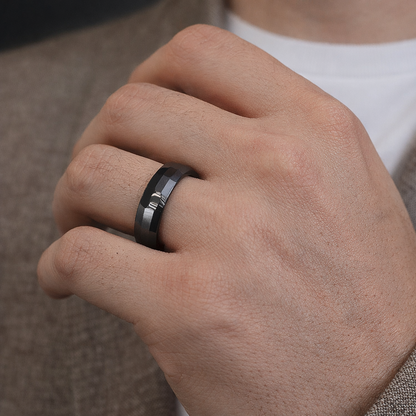 Schwarzer Keramikring – Breiter eckiger Ring, modern und kratzfest
