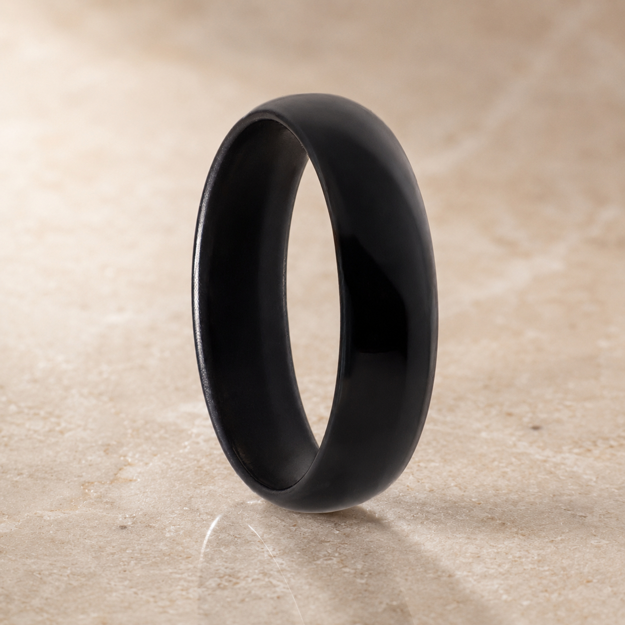 Schwarzer Keramikring – Dünner Bandring, schlicht und modern