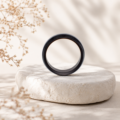 Schwarzer Keramikring – Breiter eckiger Ring, modern und kratzfest