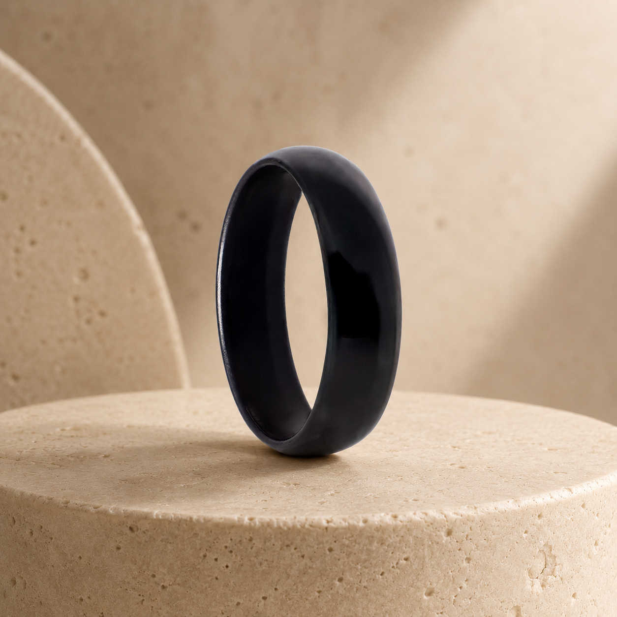 Schwarzer Keramikring – Dünner Bandring, schlicht und modern