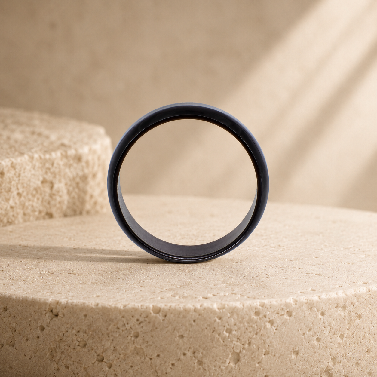 Schwarzer Keramikring – Dünner Bandring, schlicht und modern