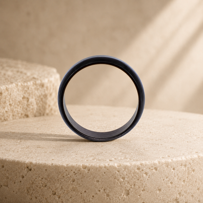 Schwarzer Keramikring – Dünner Bandring, schlicht und modern
