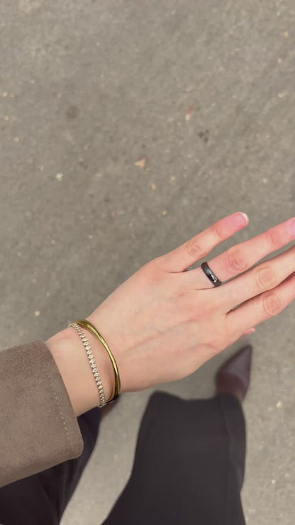 Schwarzer Keramikring – Dünner Bandring, schlicht und modern